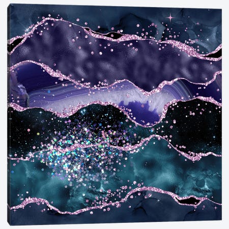 Ocean Glitter Agate Texture V Canvas Print #AKD371} by Aloke Design Canvas Wall Art