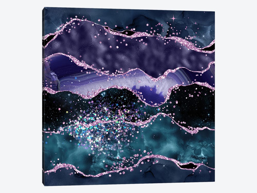 Ocean Glitter Agate Texture V by Aloke Design 1-piece Canvas Wall Art