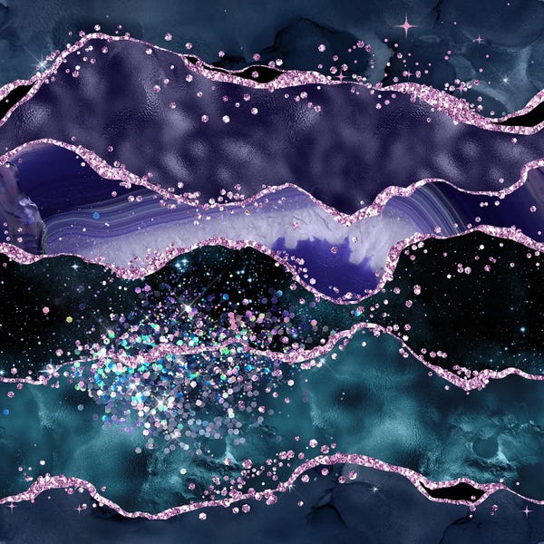 Agates, Geodes & Minerals: Ocean Glitter Agate Texture V by Aloke Design