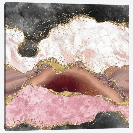 Pink Glitter Agate Texture I Canvas Print #AKD37} by Aloke Design Canvas Wall Art