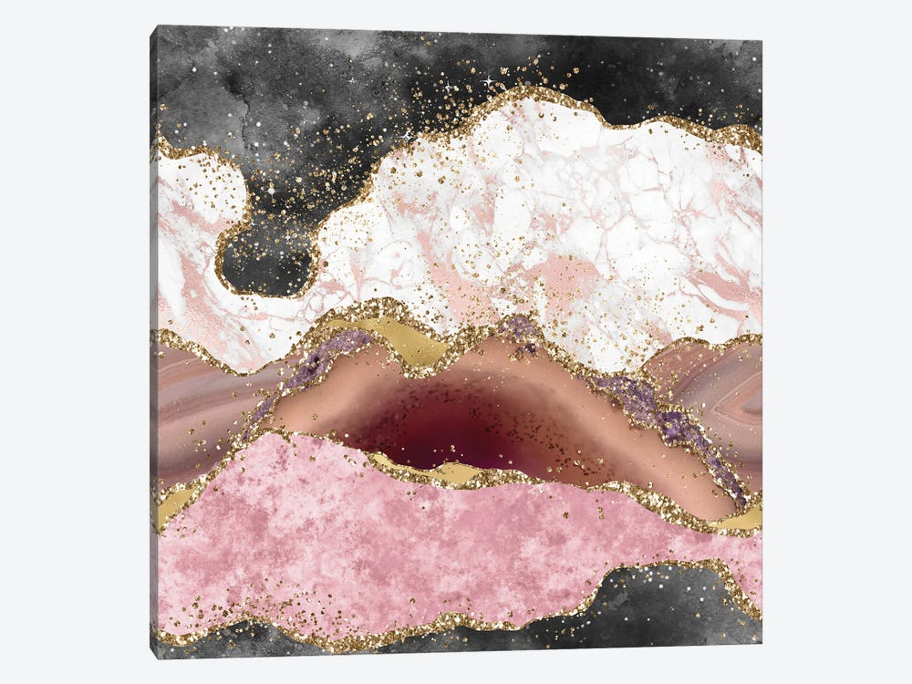 Pink Glitter Agate Texture I by Aloke Design 1-piece Canvas Wall Art