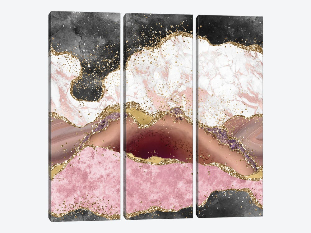 Pink Glitter Agate Texture I by Aloke Design 3-piece Canvas Wall Art