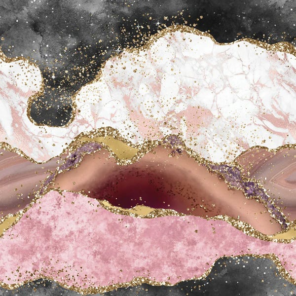 Aloke Design: Pink Glitter Agate Texture I by Aloke Design