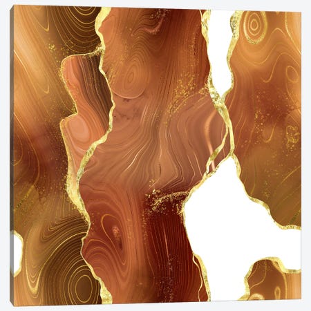 Orange Gold Glitter Agate Texture VIII Canvas Print #AKD380} by Aloke Design Art Print
