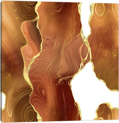 Orange Gold Glitter Agate Texture VIII Canvas Art Print - Agate, Geode & Mineral Art
