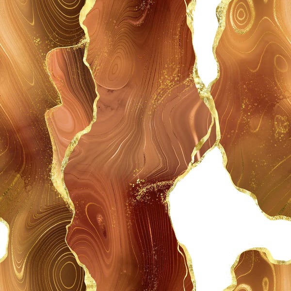 Aloke Design: Orange Gold Glitter Agate Texture VIII by Aloke Design