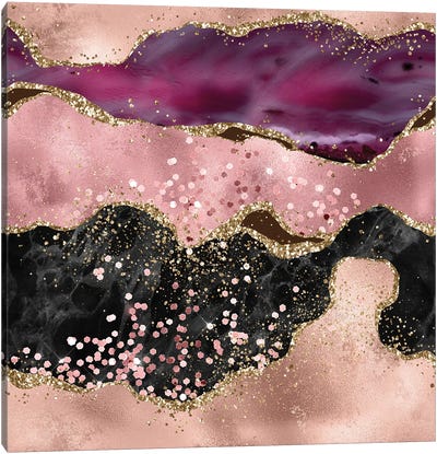 Pink Glitter Agate Texture II Canvas Art Print - Rose Gold Art