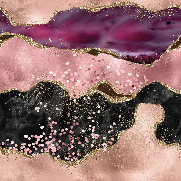 Agates, Geodes & Minerals: Pink Glitter Agate Texture II by Aloke Design