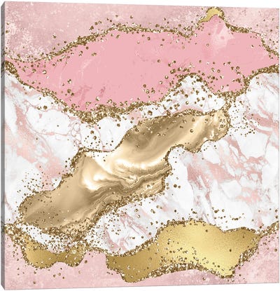 Pink Glitter Agate Texture III Canvas Art Print - Gold & Pink Art