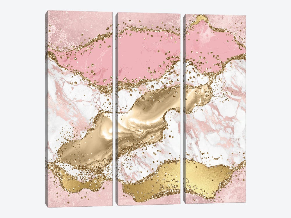 Pink Glitter Agate Texture III by Aloke Design 3-piece Canvas Art