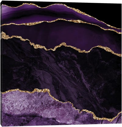 Purple Gold Agate Texture II Canvas Art Print - Aloke Design