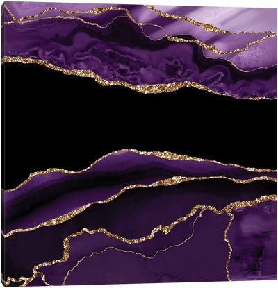 Purple Gold Agate Texture XI Canvas Art Print - Purple Abstract Art