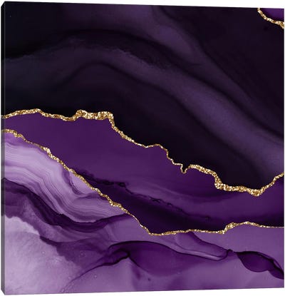 Purple Gold Agate Texture XII Canvas Art Print - Purple Abstract Art