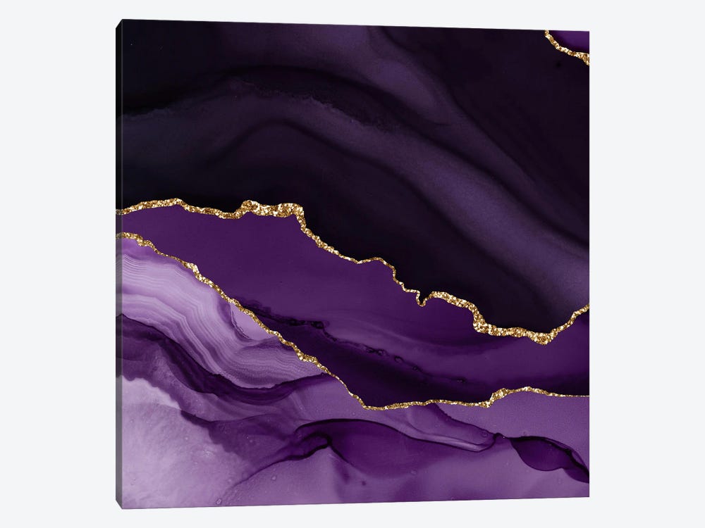 Purple Gold Agate Texture XII by Aloke Design 1-piece Art Print
