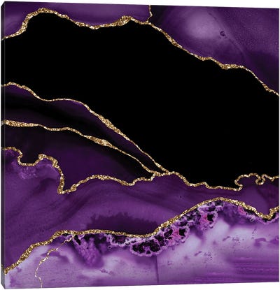 Purple Gold Agate Texture XIV Canvas Art Print - Aloke Design
