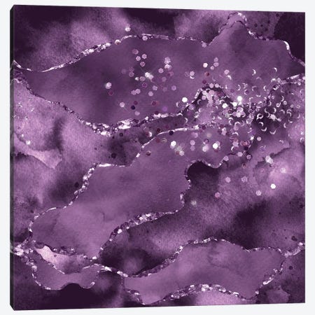 Purple Starry Agate Texture III Canvas Print #AKD43} by Aloke Design Canvas Wall Art