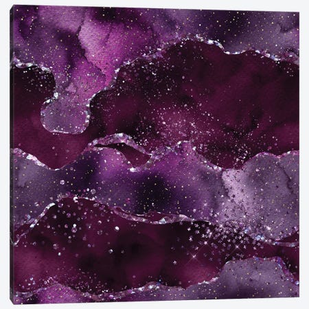 Purple Starry Agate Texture VI Canvas Print #AKD44} by Aloke Design Canvas Art Print