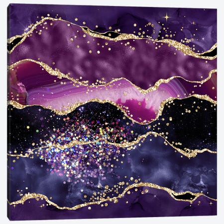 Purple Glitter Agate Texture V Canvas Print #AKD456} by Aloke Design Canvas Art