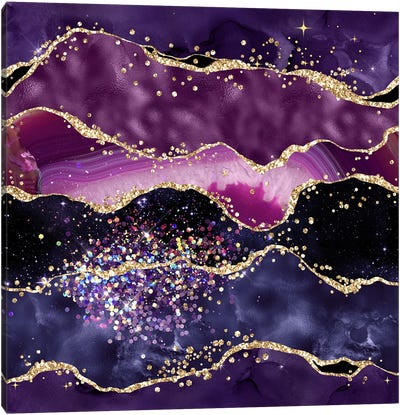 Purple Glitter Agate Texture V Canvas Art Print - Purple Abstract Art