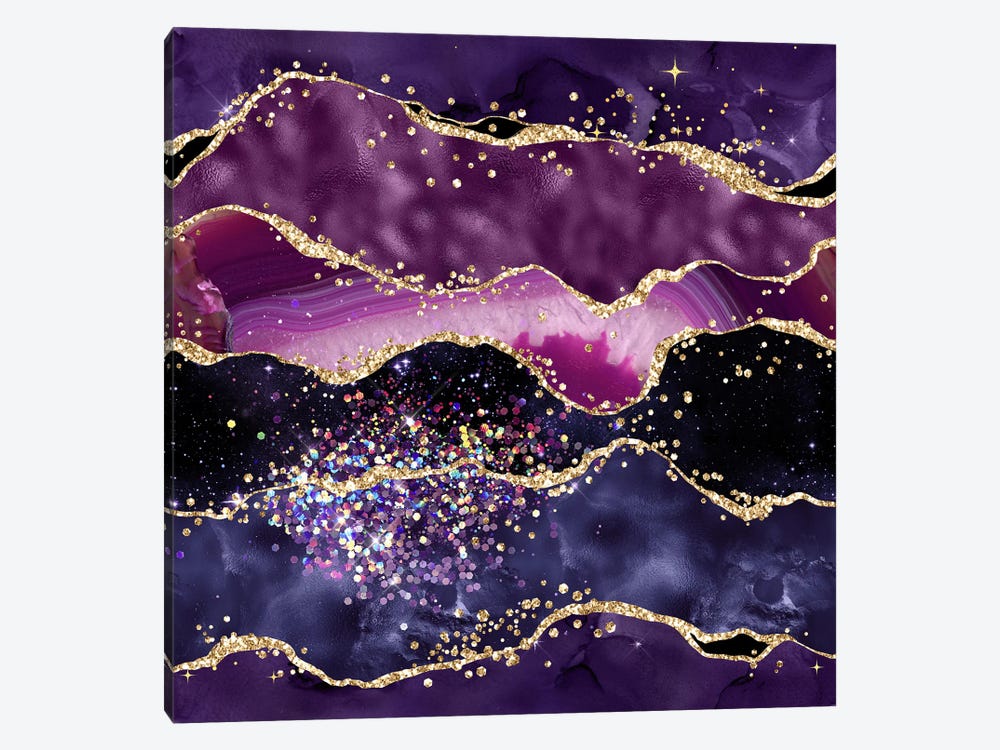 Purple Glitter Agate Texture V by Aloke Design 1-piece Canvas Art