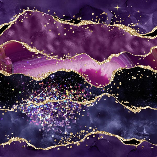 Agates, Geodes & Minerals: Purple Glitter Agate Texture V by Aloke Design