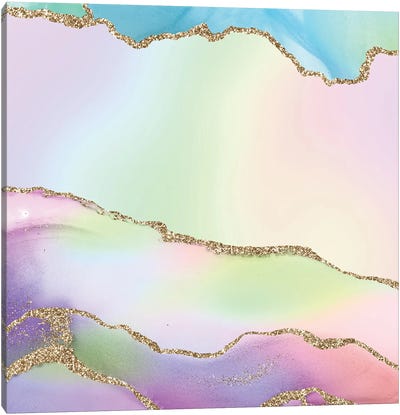 Rainbow Agate Texture II Canvas Art Print - Gold & Pink Art