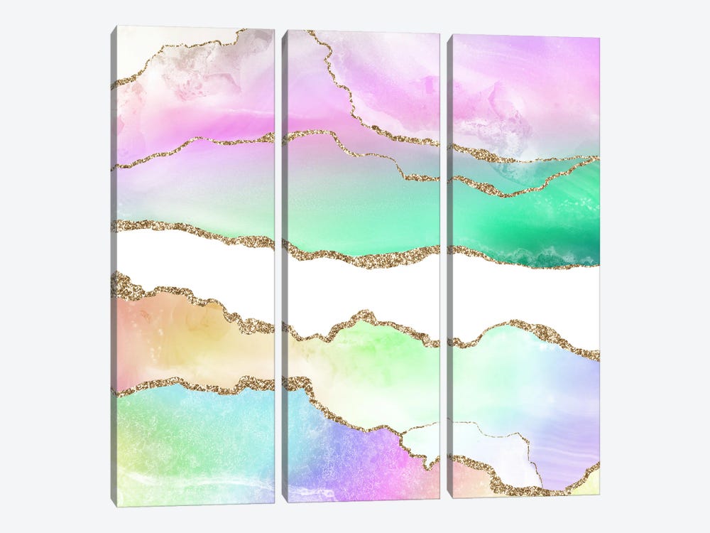 Rainbow Agate Texture VII by Aloke Design 3-piece Canvas Art Print