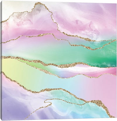 Rainbow Agate Texture III Canvas Art Print - Gold & Pink Art