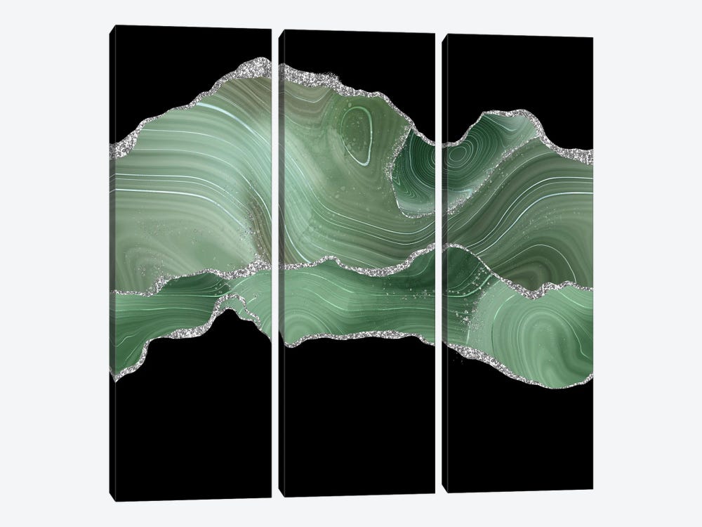 Sage Silver Agate Texture IV by Aloke Design 3-piece Canvas Artwork