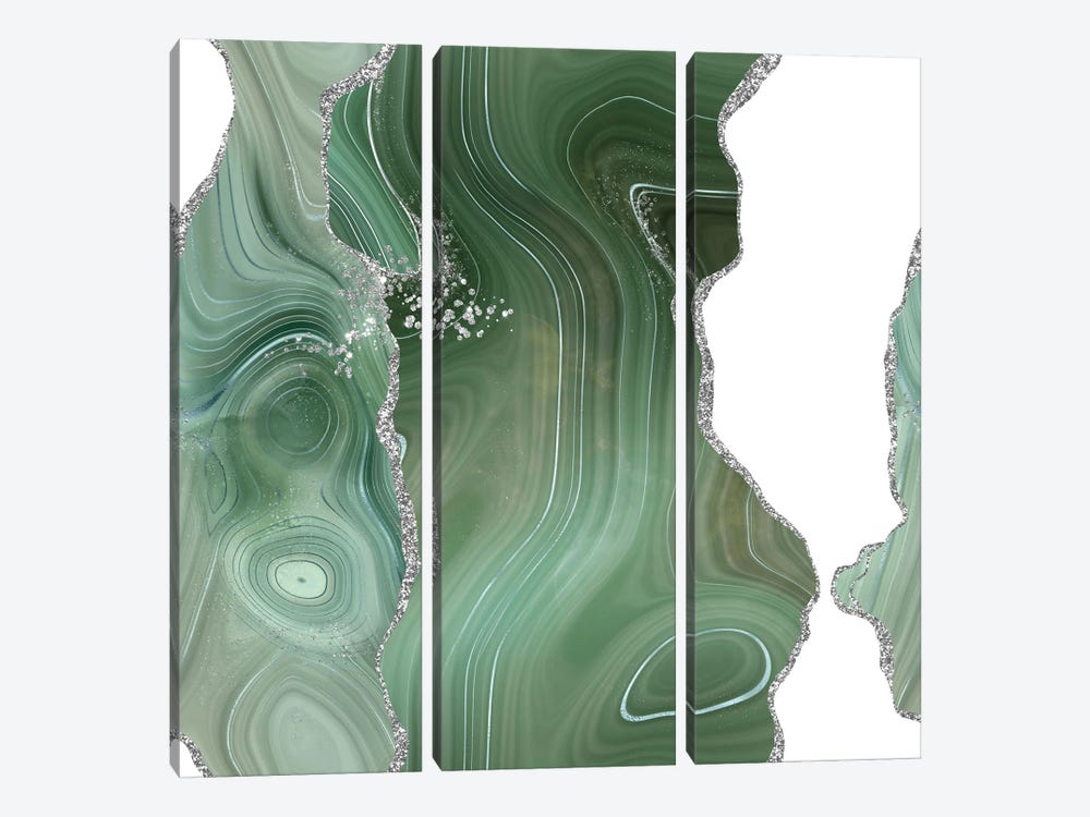 Sage Silver Agate Texture VIII by Aloke Design 3-piece Canvas Artwork