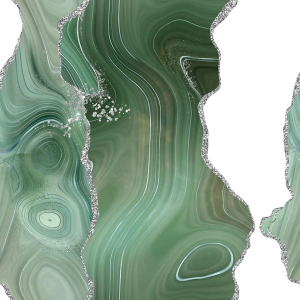 Black & White & Green: Sage Silver Agate Texture VIII by Aloke Design