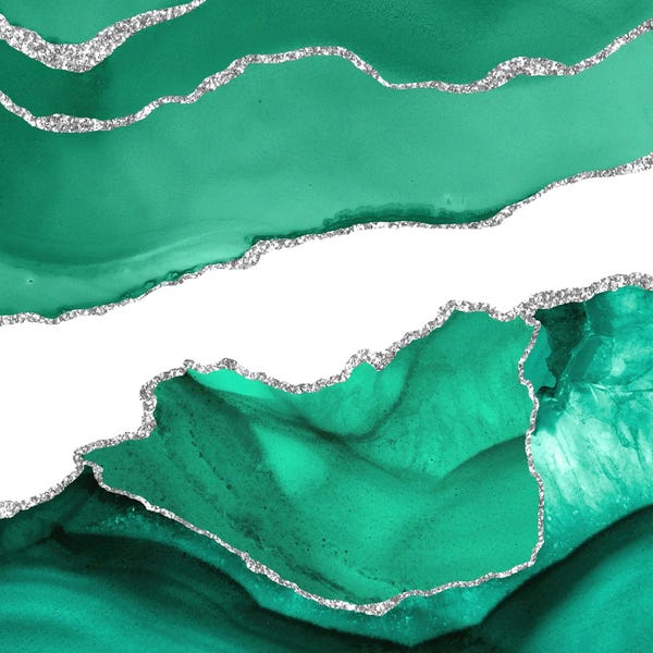 Black & White & Green: Seafoam Silver Agate Texture VI by Aloke Design