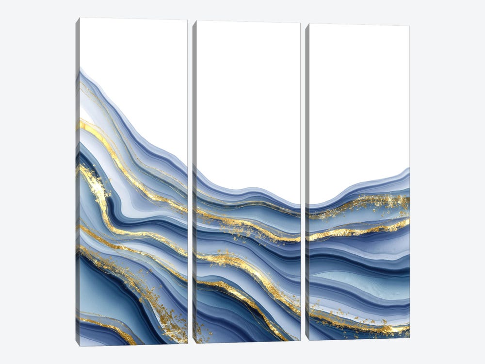 Sparkling Blue Agate Texture III by Aloke Design 3-piece Canvas Wall Art