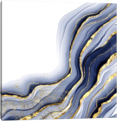 Sparkling Blue Agate Texture XIII Canvas Art Print - Agate, Geode & Mineral Art