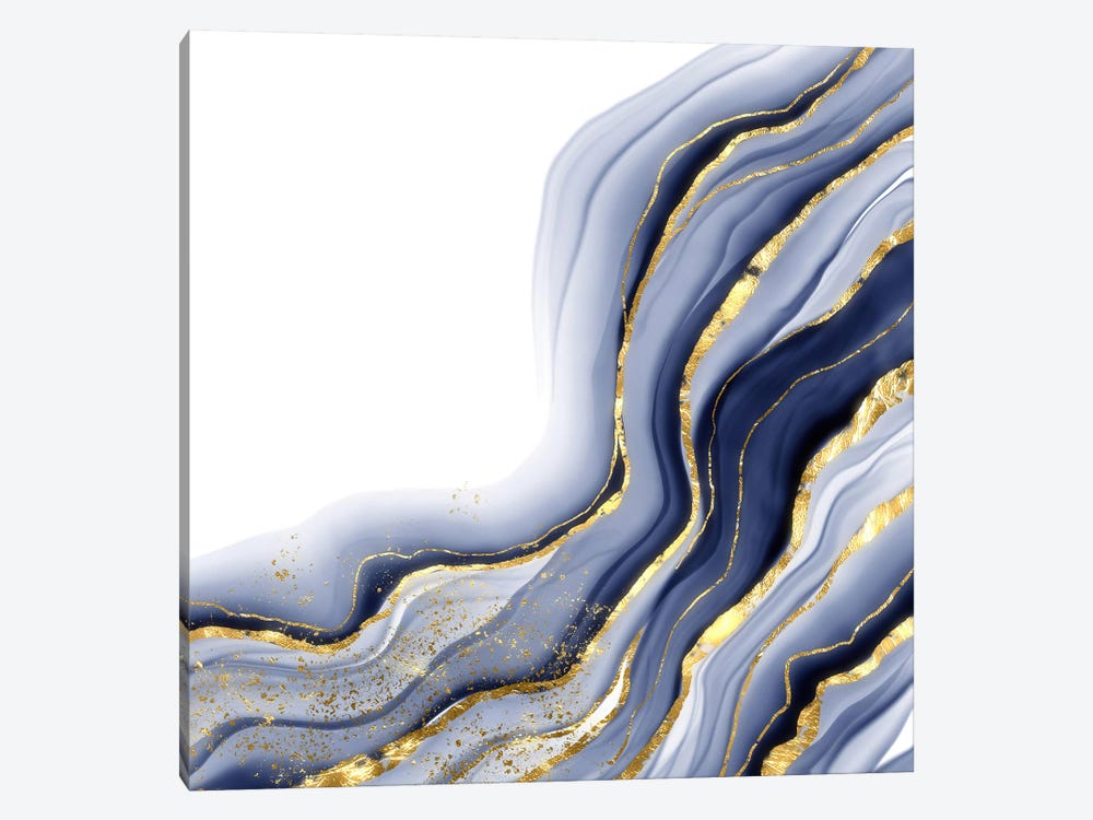 Sparkling Blue Agate Texture XIII by Aloke Design 1-piece Canvas Art Print