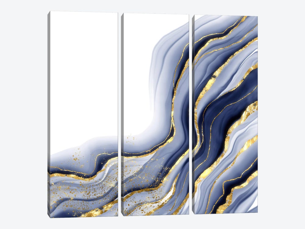 Sparkling Blue Agate Texture XIII by Aloke Design 3-piece Canvas Print