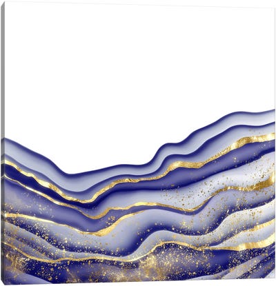 Sparkling Blue Agate Texture XV Canvas Art Print - Gold & Pink Art