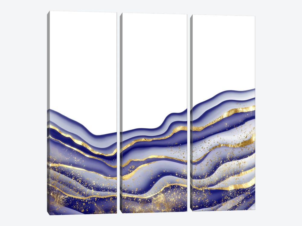 Sparkling Blue Agate Texture XV by Aloke Design 3-piece Canvas Print