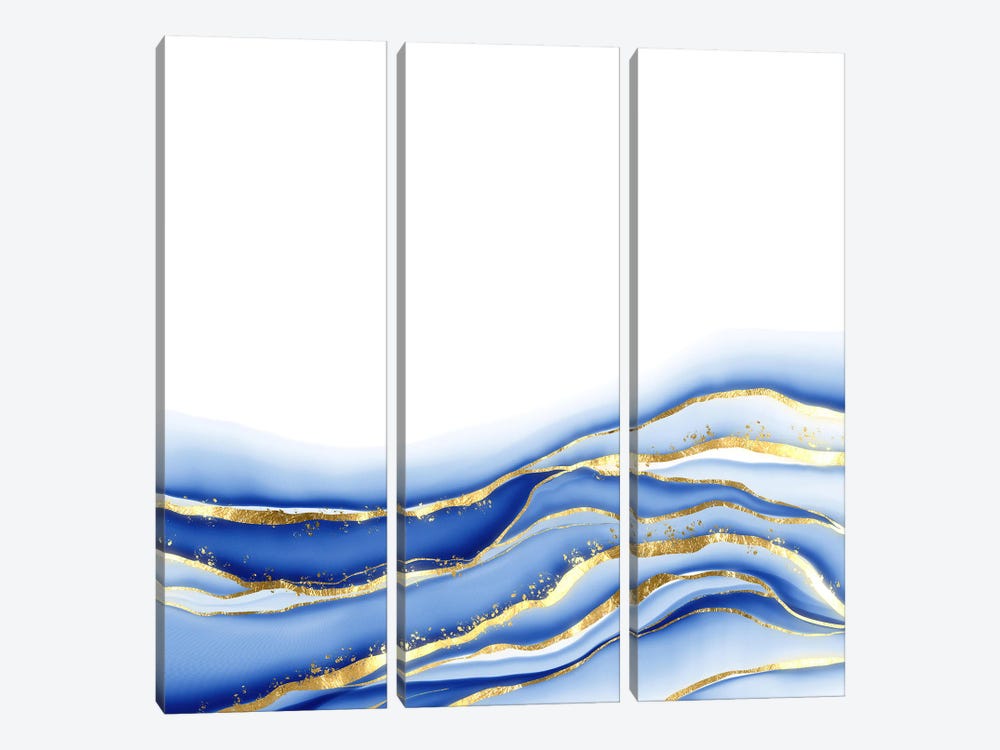 Sparkling Blue Agate Texture XVIII by Aloke Design 3-piece Canvas Wall Art