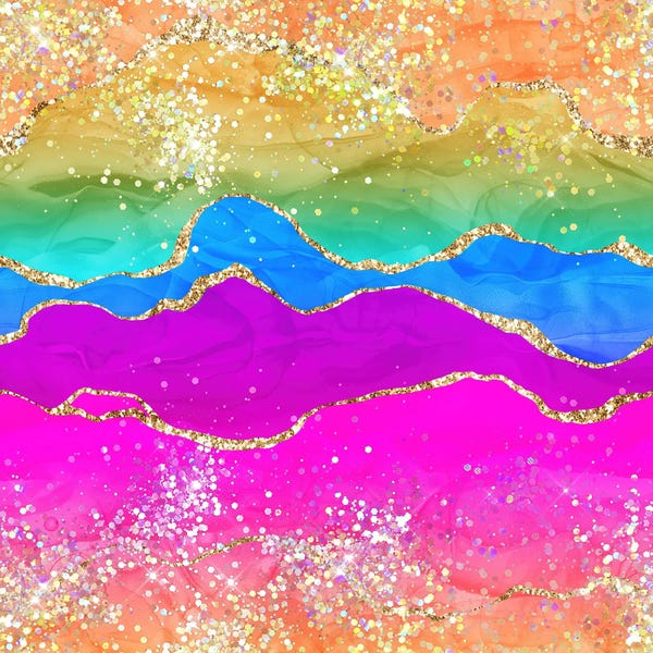 Aloke Design: Vibrant Rainbow Glitter Agate Texture I by Aloke Design