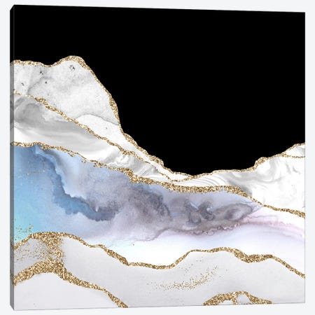 White Gold Agate Texture I Canvas Print #AKD593} by Aloke Design Canvas Art