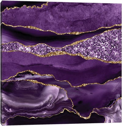 Agate Glitter Ocean Texture I Canvas Art Print - Purple Abstract Art