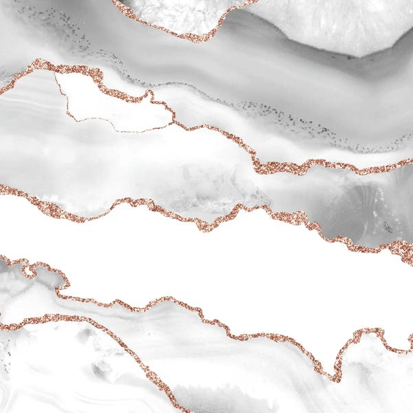 Aloke Design: White Rose Gold Agate Texture VI by Aloke Design