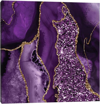 Agate Glitter Ocean Texture IV Canvas Art Print - Purple Abstract Art