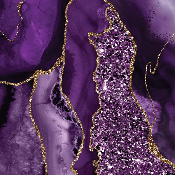 Agates, Geodes & Minerals: Agate Glitter Ocean Texture IV by Aloke Design