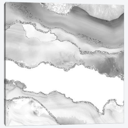 White Silver Agate Texture VI Canvas Print #AKD624} by Aloke Design Art Print