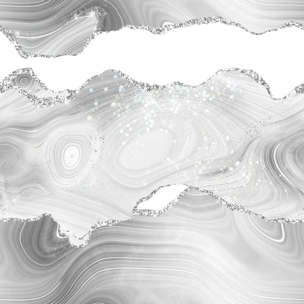 Aloke Design: White Silver Glitter Agate Texture VI by Aloke Design
