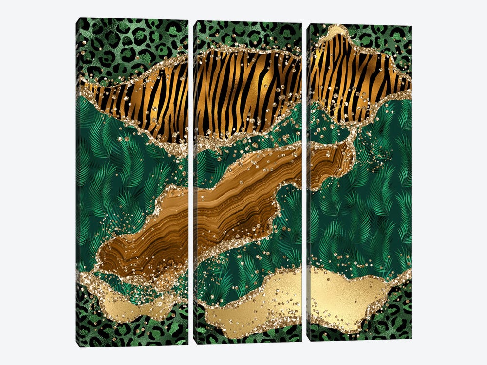 Wild Glitter Agate Texture III by Aloke Design 3-piece Canvas Art Print