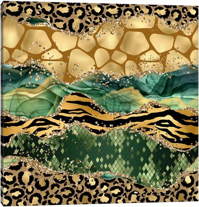 Wild Glitter Agate Texture VI Canvas Art Print - Yellow Art