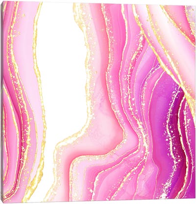 Sparkling Pink Agate Texture V Canvas Art Print - Purple Abstract Art